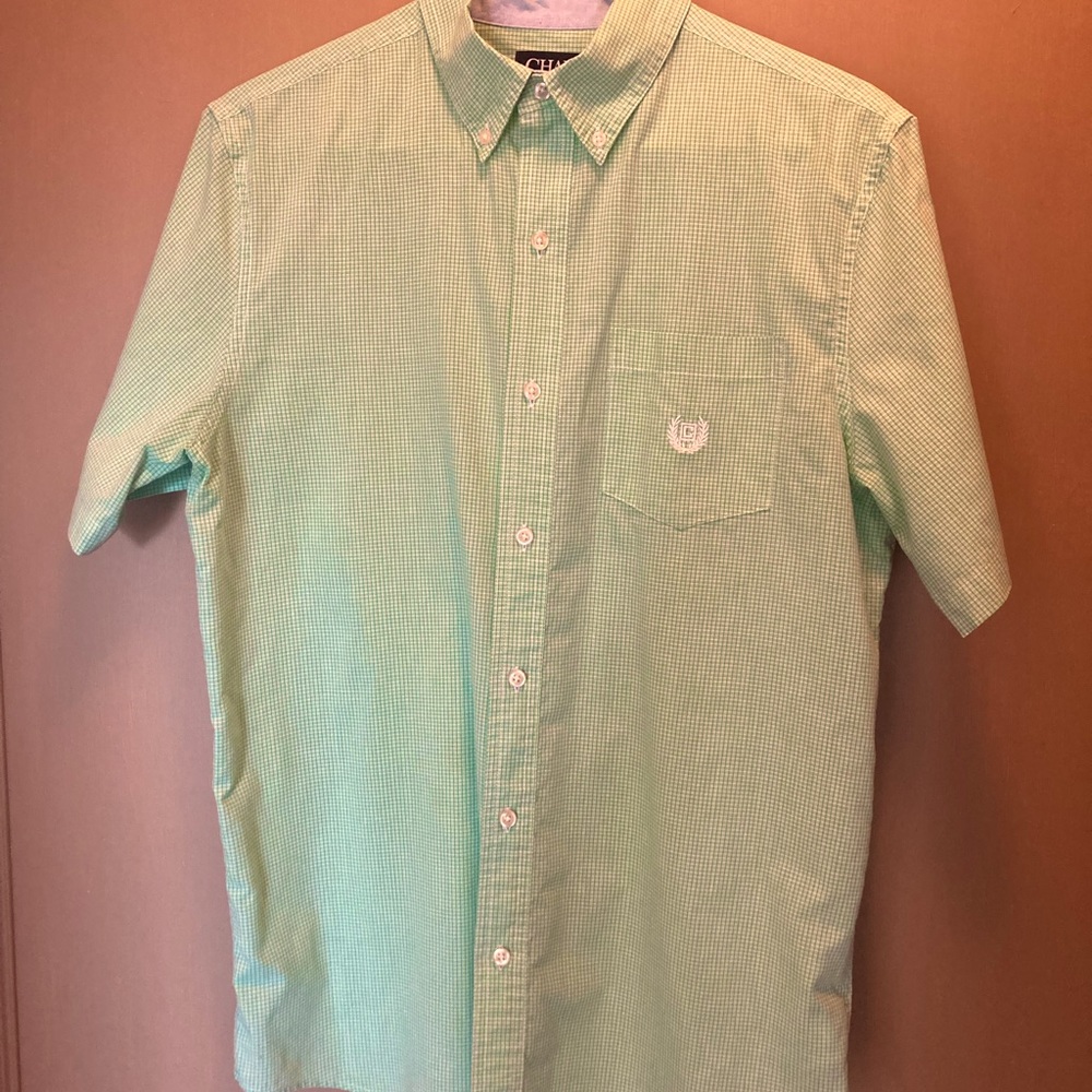 Men’s medium chaps button down short sleeve shirt